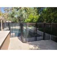 black mesh pool fence with pool gate